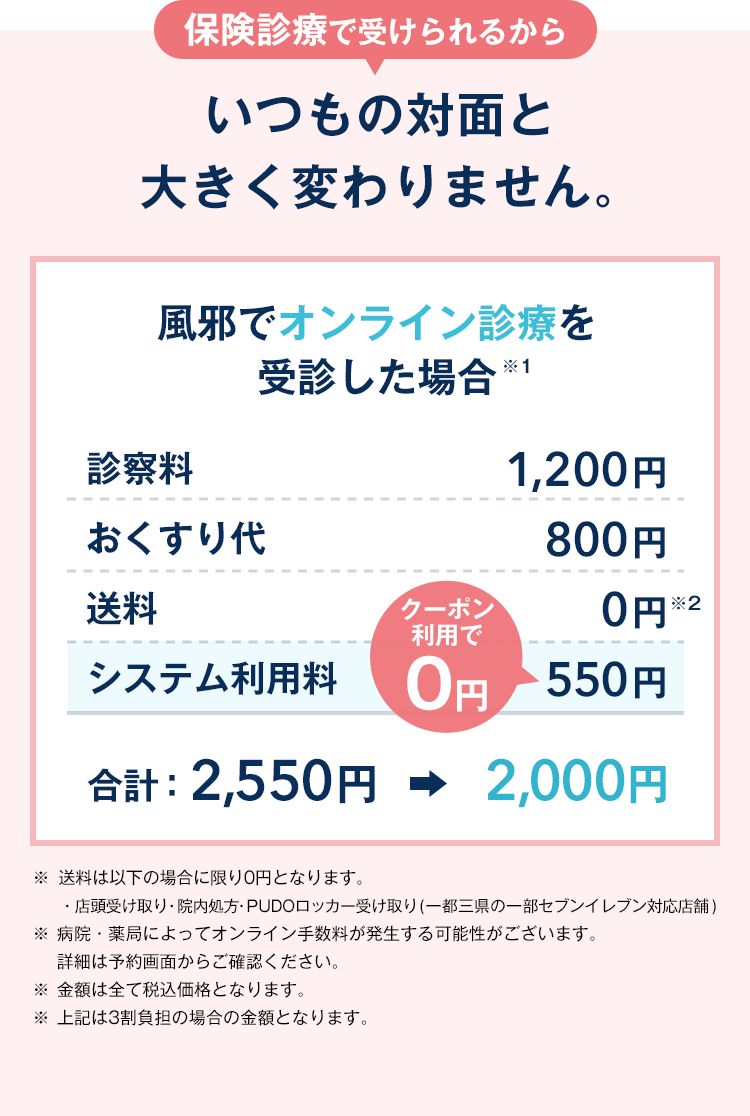 いつもの対面と大きく変わりません。