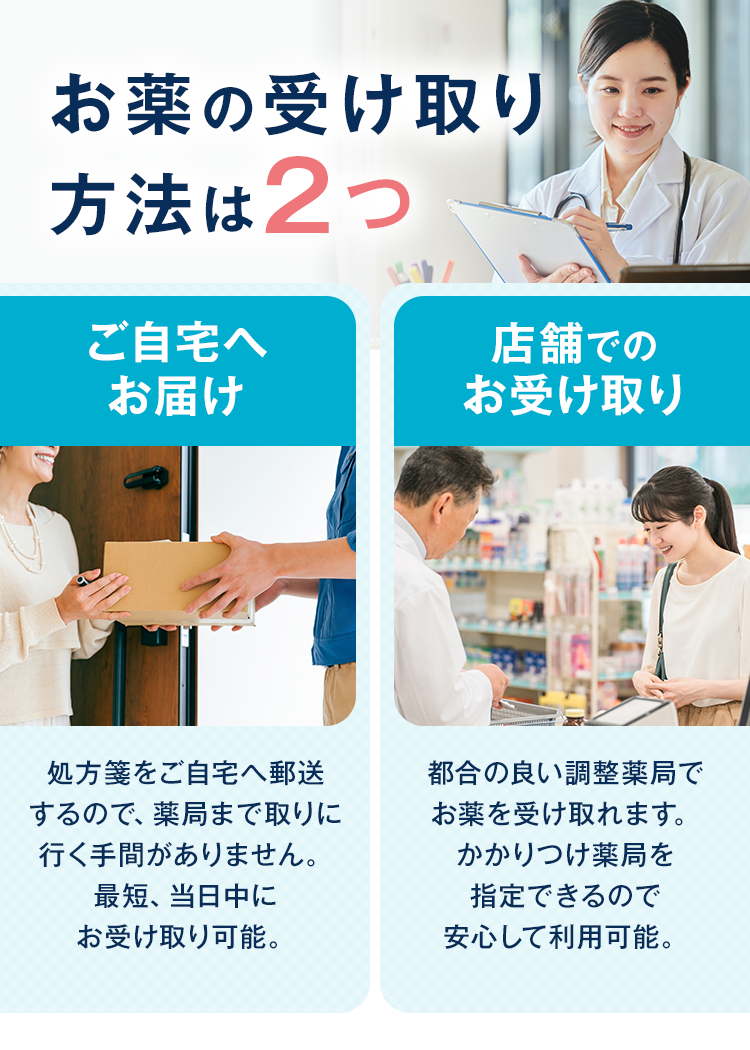 お薬の受け取り方法は2つ