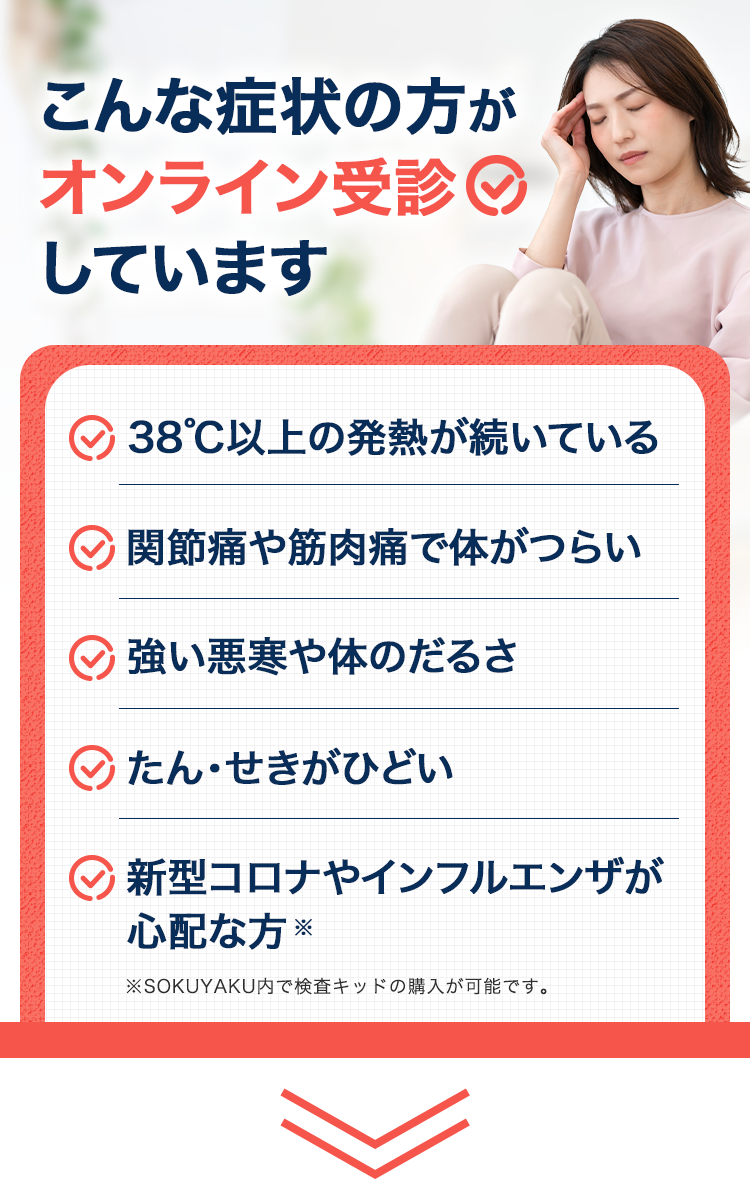 こんな症状の方がオンライン受診しています