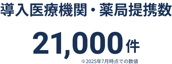 導入医療機関・薬局提携数21,000件 ※2025年7月時点