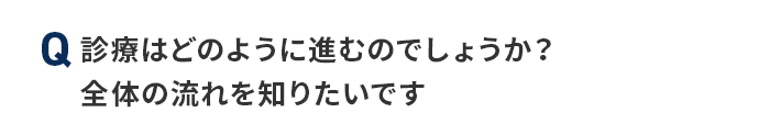 Q 診療はどのように進むのでしょうか？全体の流れを知りたいです